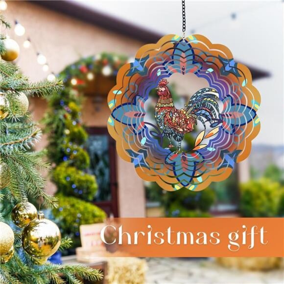 Rooster Metal Wind Spinners - Chicken Gifts for Women Mom Grandma Wife, Hanging - Picture 2 of 7